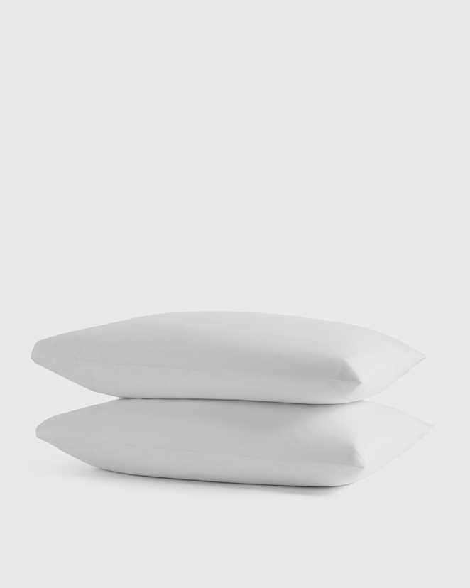 White Ensemble de taies d’oreiller en percale biologique classique