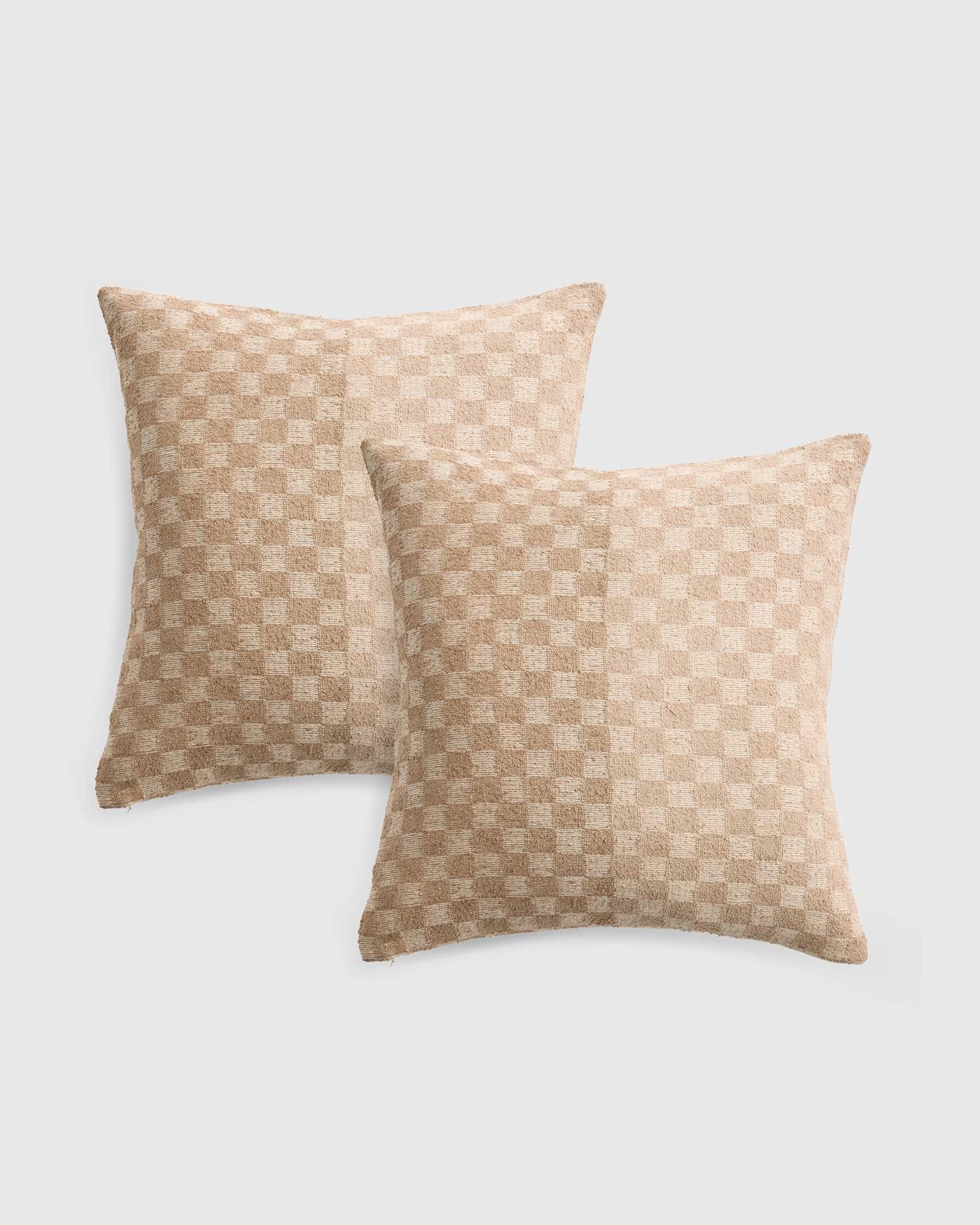 natural Silk Cashmere Checkered Pillow Cover (Set of 2)