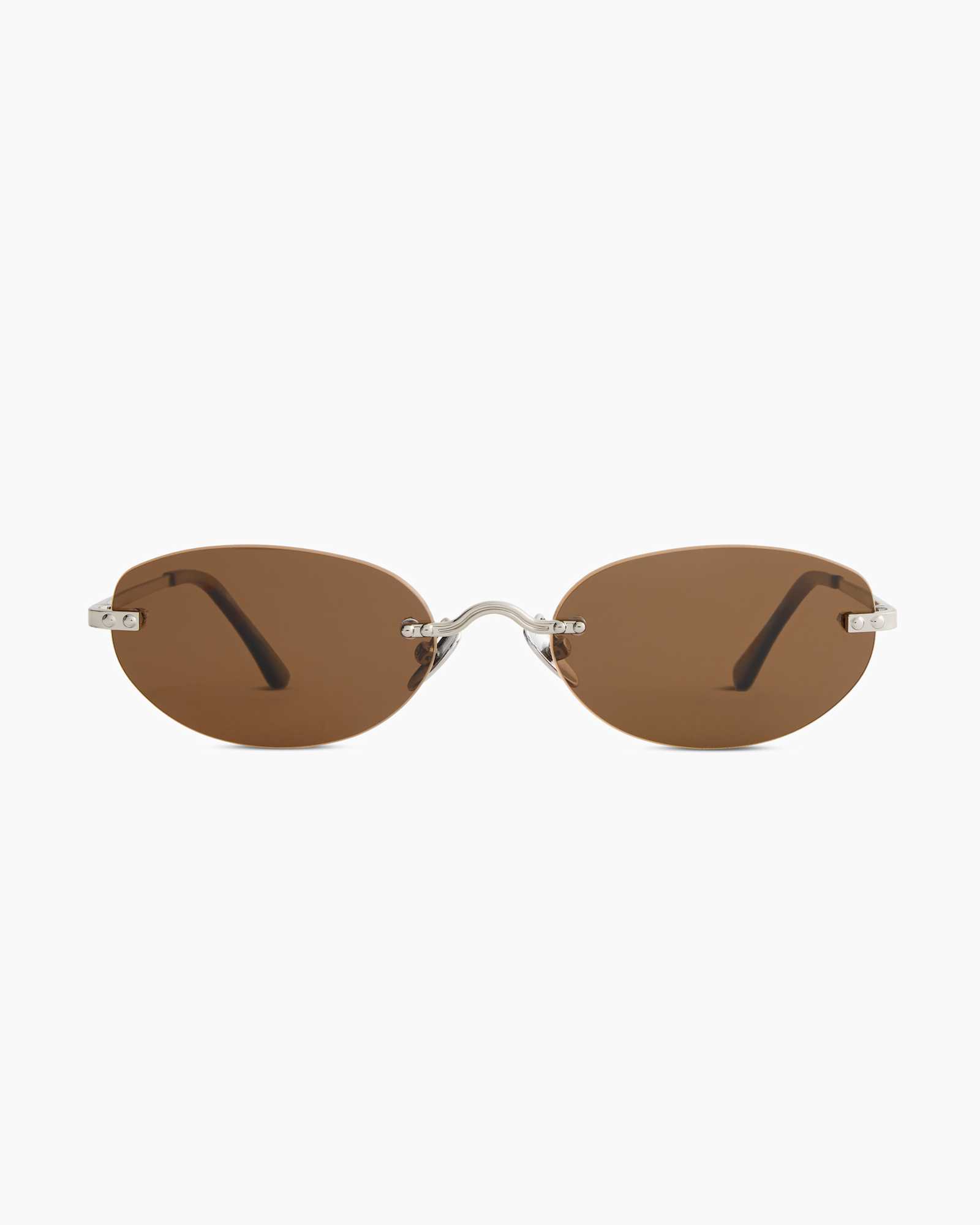 Silver with Dark Coffee lens Seoul Polarized Stainless Steel Sunglasses