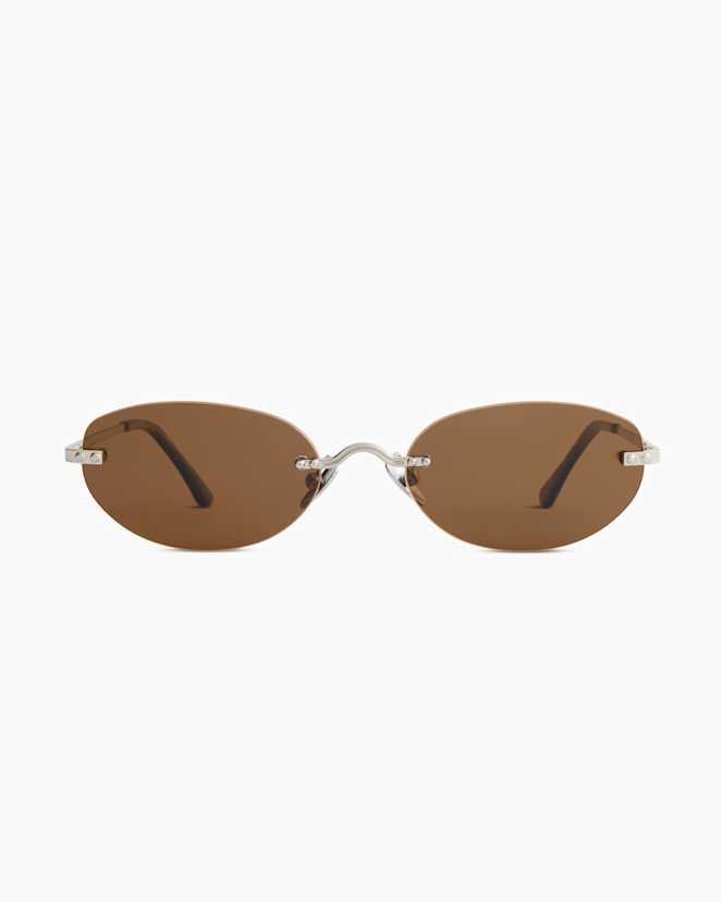 Silver with Dark Coffee lens Seoul Polarized Stainless Steel Sunglasses
