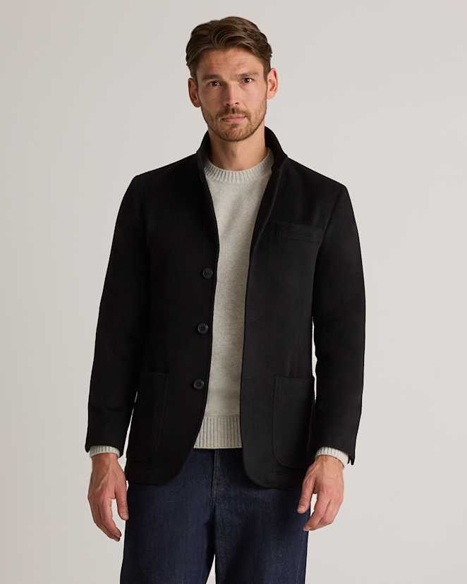 Black 100% Mongolian Cashmere Stand Collar Blazer