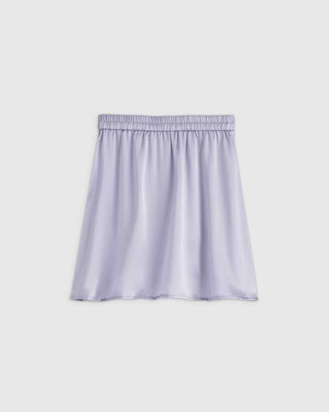 Grey Lilac 100% Washable Silk Mini Skirt