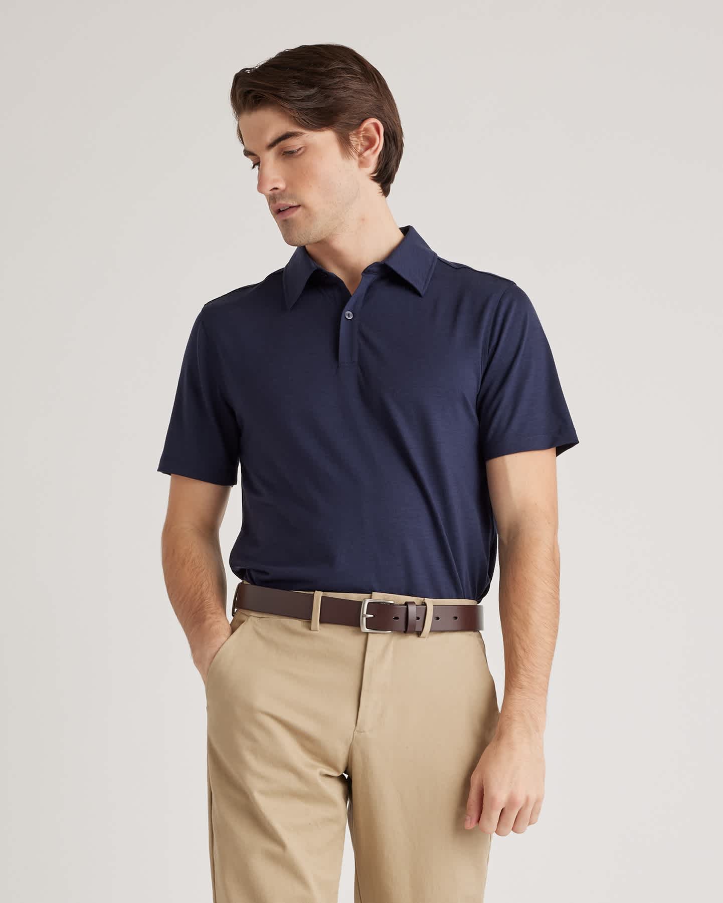 navy Extra-Fine Australian Merino Polo