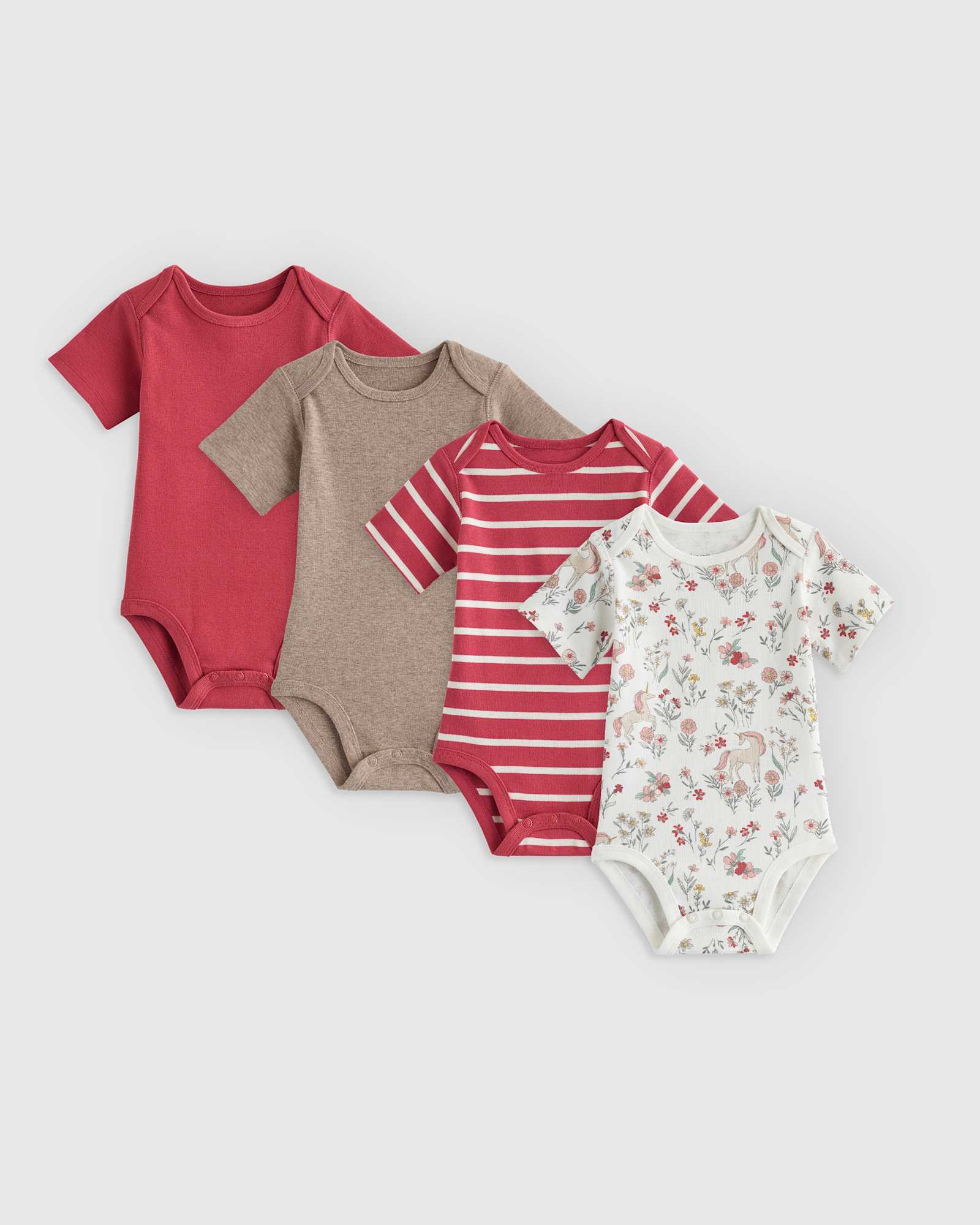 Unicorn Short Sleeve Bodysuit 4-Pack