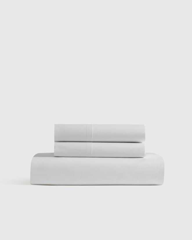 Light Grey Organic Crisp Percale Fitted Sheet Set