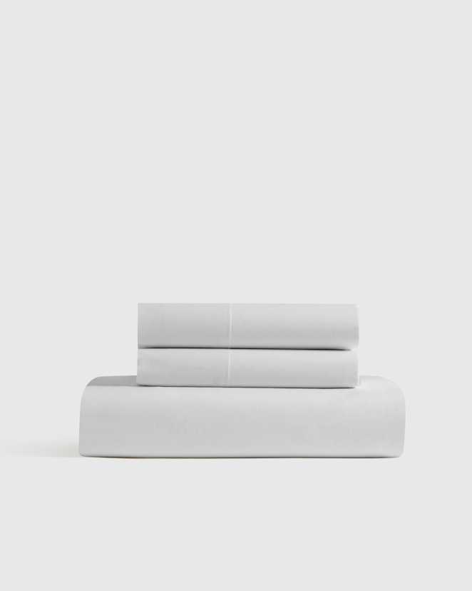 Light Grey Organic Crisp Percale Fitted Sheet Set