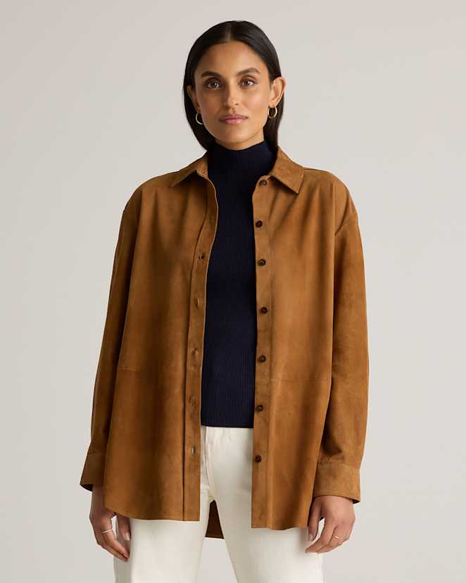Cognac 100% Suede Overshirt