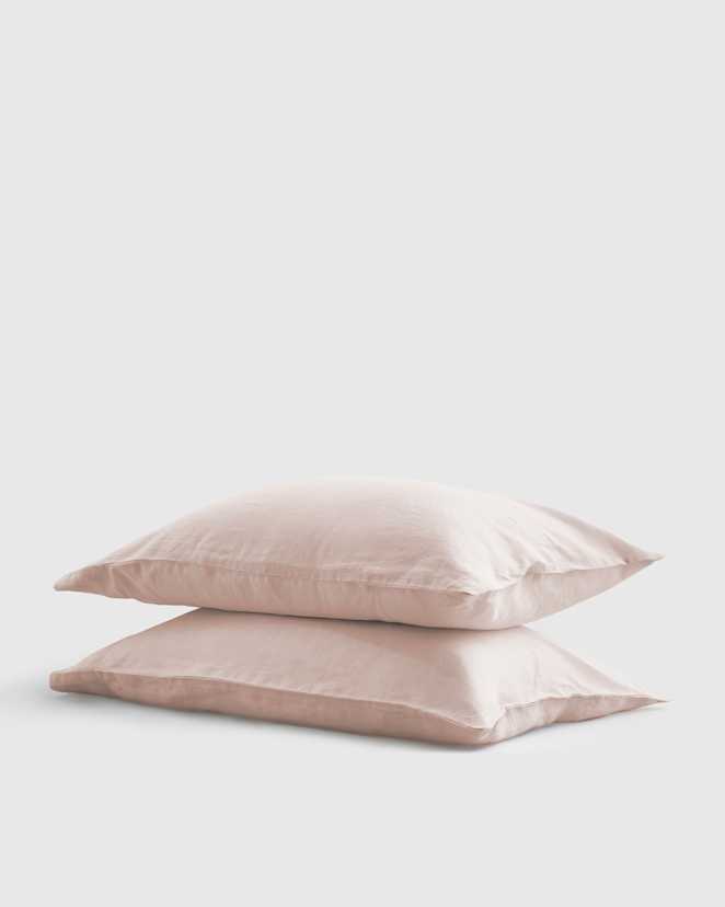 Soft Blush Ensemble de taies d’oreiller en lin européen