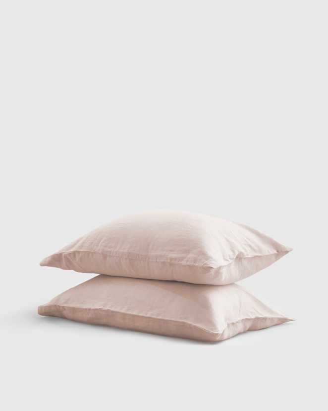 Soft Blush European Linen Pillowcase Set