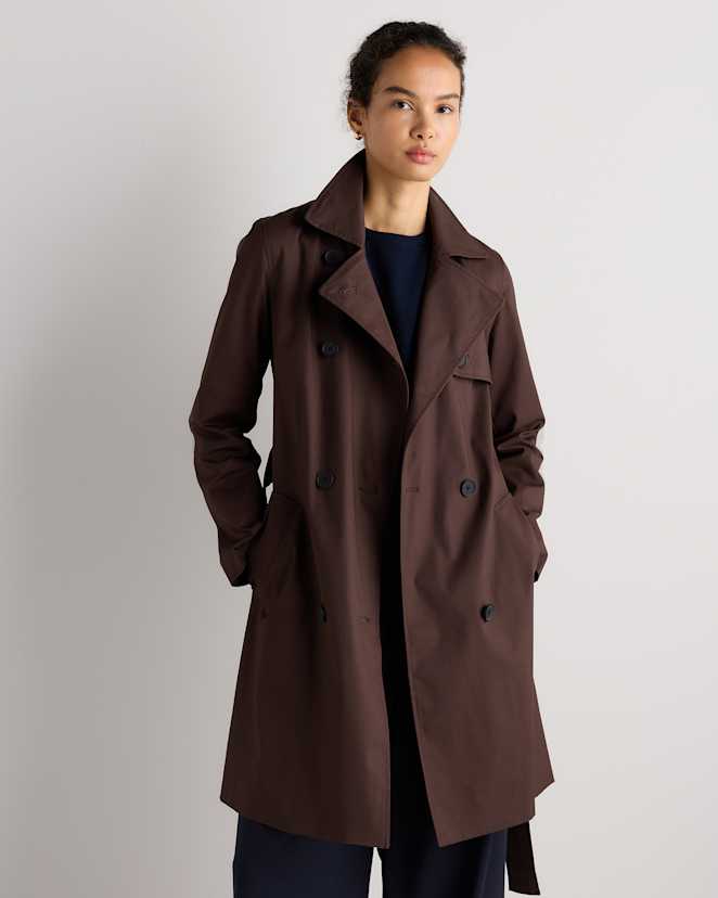 Coffee Bean Brown Trench confortable extensible