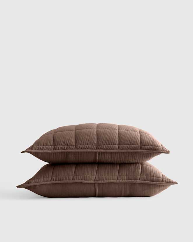 Chocolate Organic Airy Gauze Box Quilt Sham Set