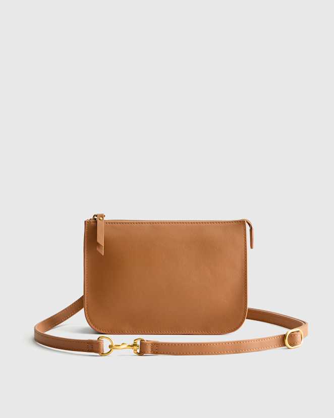 Cognac Italian Leather Convertible Belt Bag