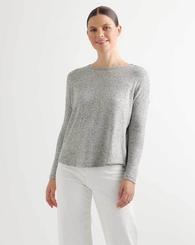 Heather Grey Brushed Long Sleeve Lounge Tee