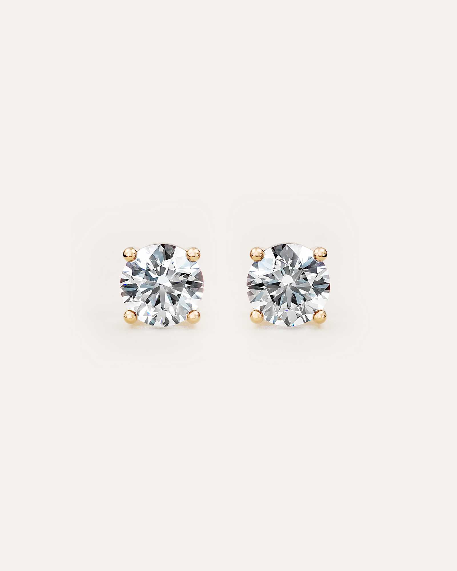 Yellow Gold 14K Gold Lab Grown Diamond Four-Prong Solitaire Studs - 3ctw