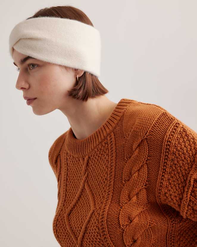 Ivory Mongolian Cashmere Twist Headband