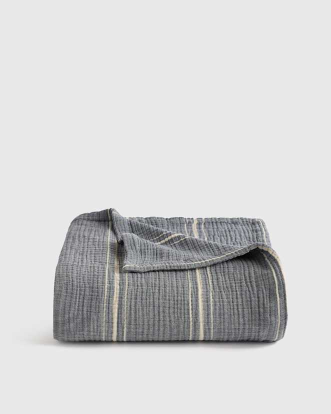 Denim Stripe Organic Cotton Gauze Stripe Blanket