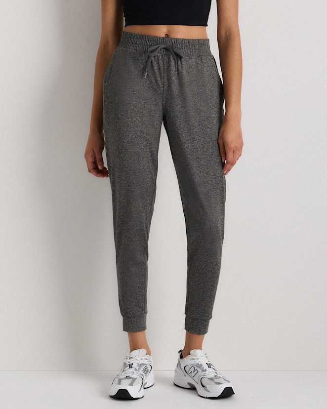 Heather Grey Flowknit Mid-Rise Joggers