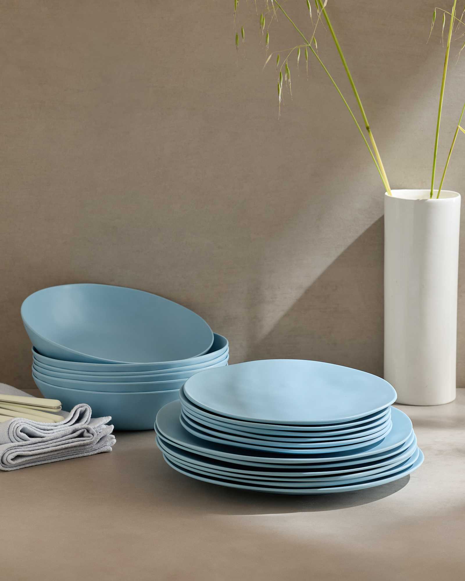 Sky Blue Outdoor Melamine 18pc Dinnerware Set
