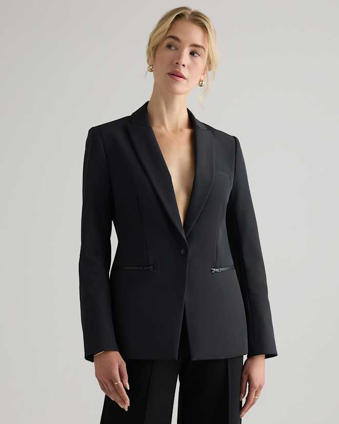 True Black Scuba Single-Breasted Convertible Blazer