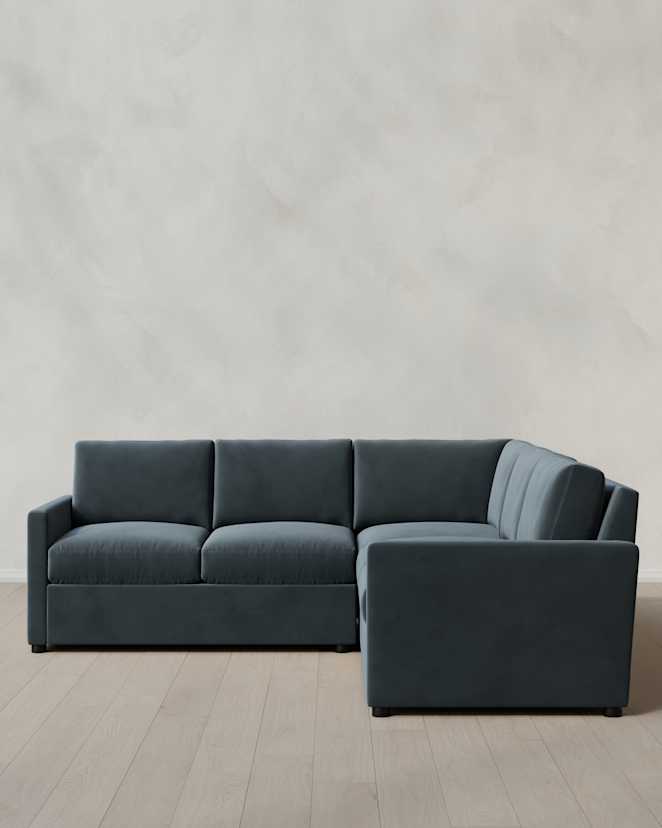 Pine Brennan L Sectional in Performance Velvet