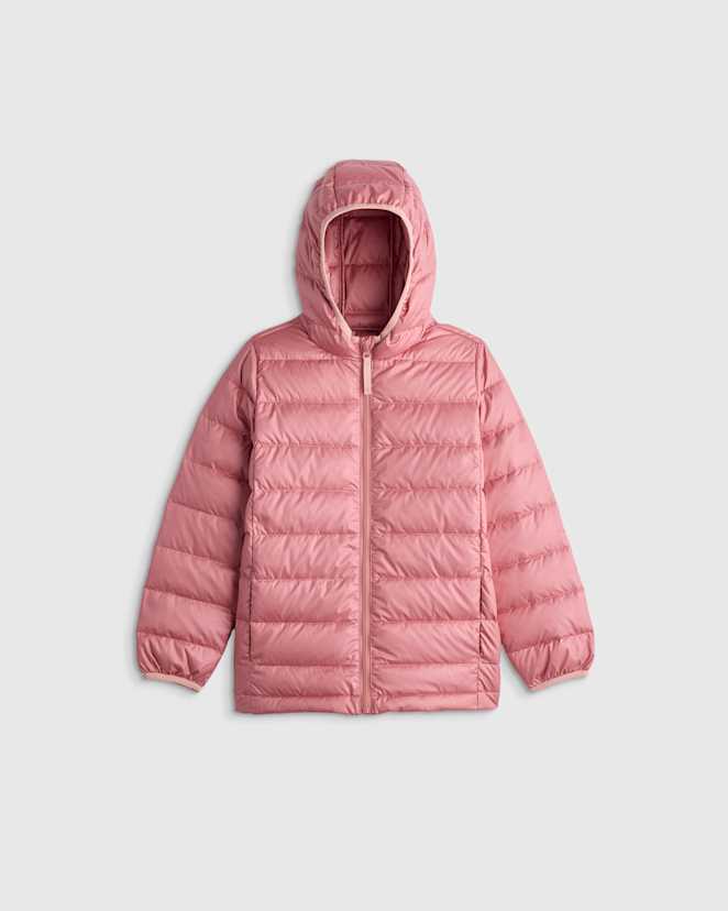 Dusty Rose Blouson matelassé en duvet léger à capuche