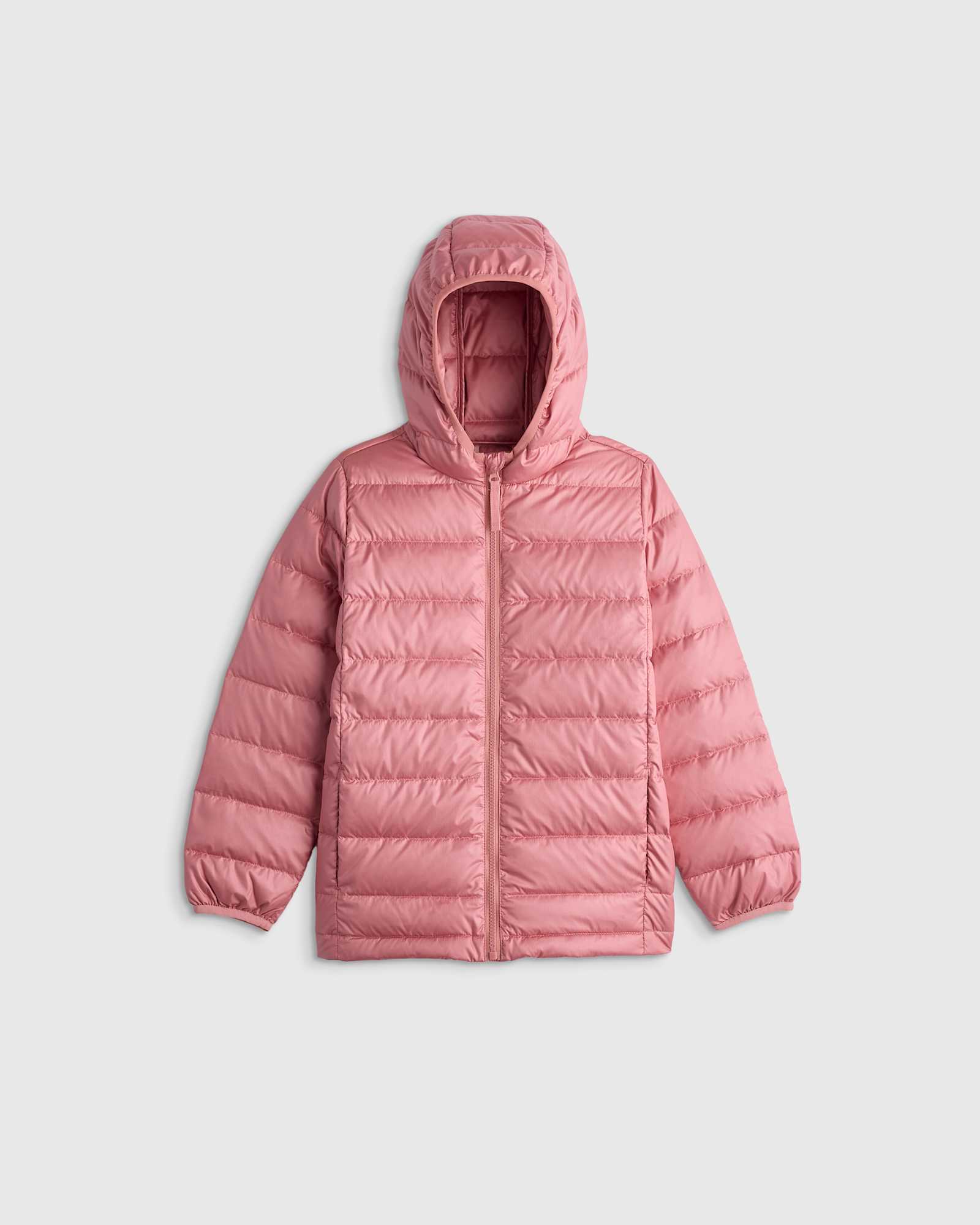 dusty-rose Lightweight Down Hooded Puffer Jacket