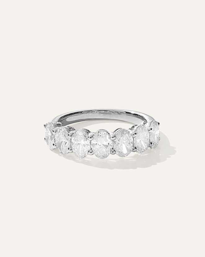 White Gold Lab Grown Diamond Oval Seven Stone Band