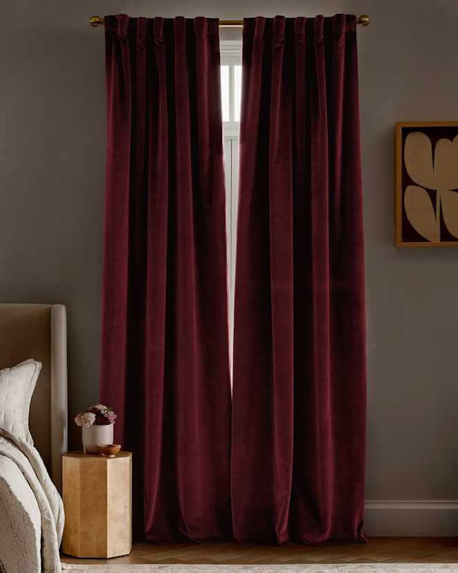Bordeaux Cotton Velvet True Blackout Curtain