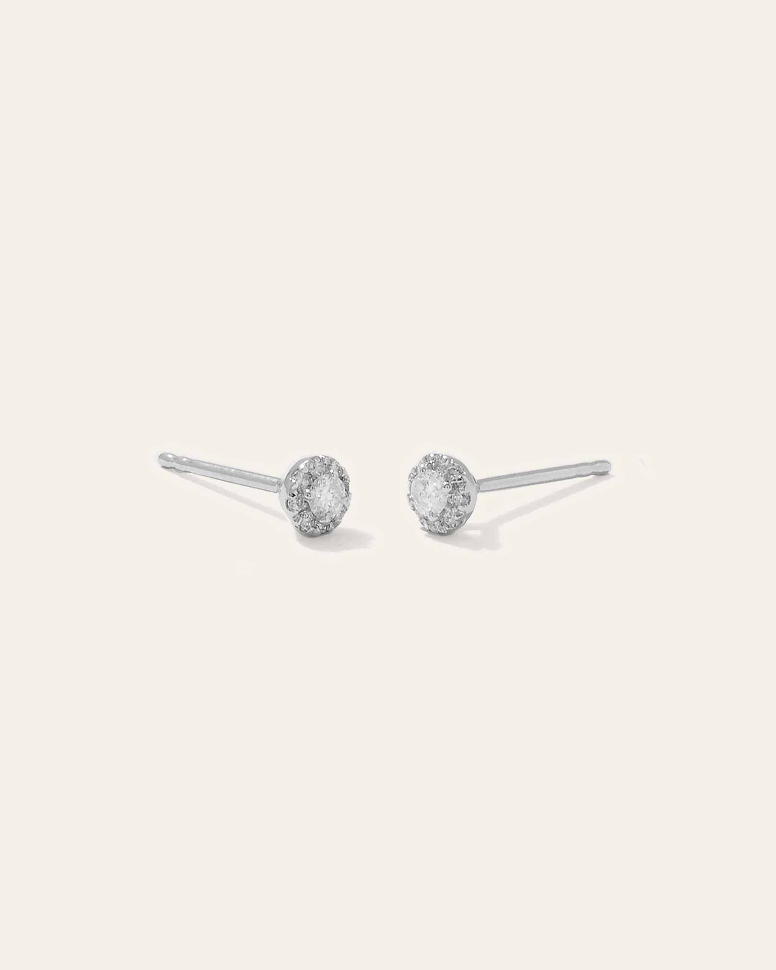 14K Gold Diamond Halo Studs