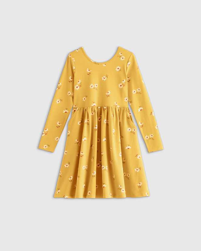 Golden Daisy Organic Cotton Long Sleeve Skater Dress