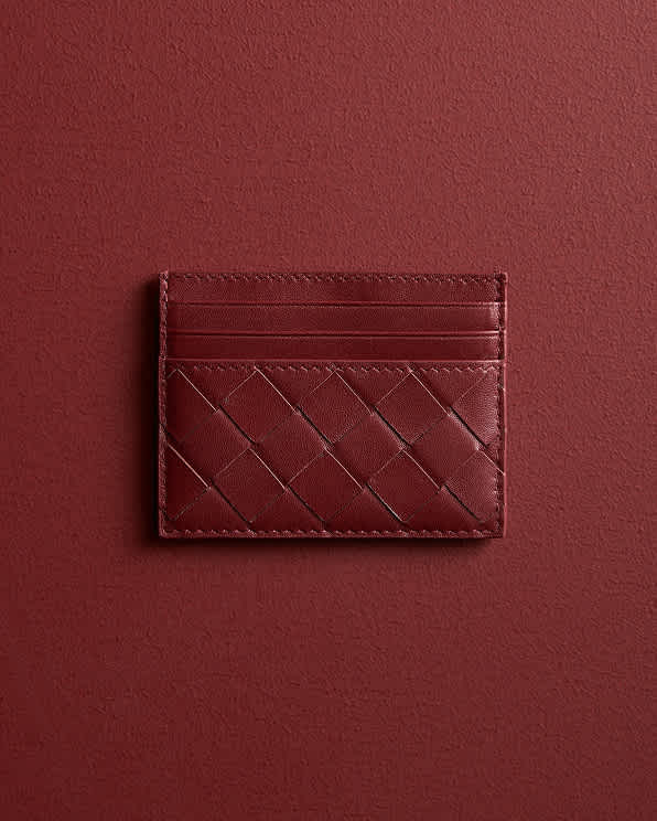 Merlot Italian Handwoven Leather Small Card Case