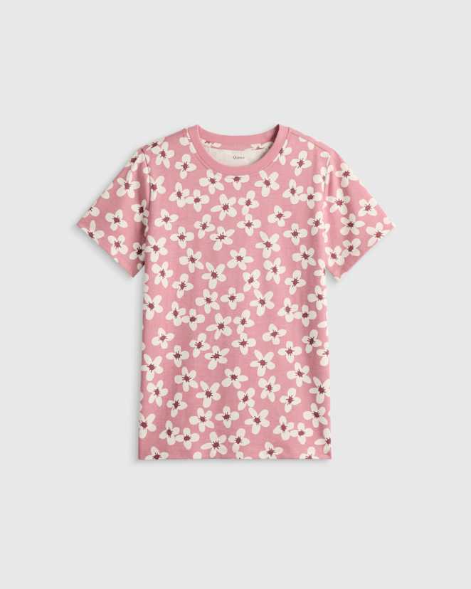 Mauve Daisies 100% Organic Cotton Jersey Short Sleeve Tee
