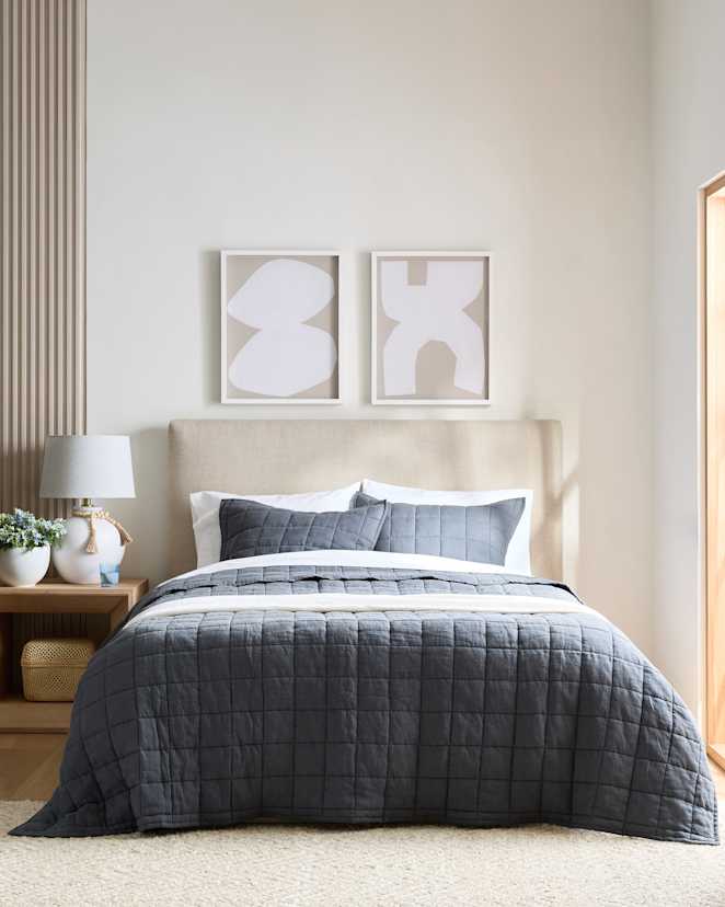 Nightfall European Linen Box Quilt Set