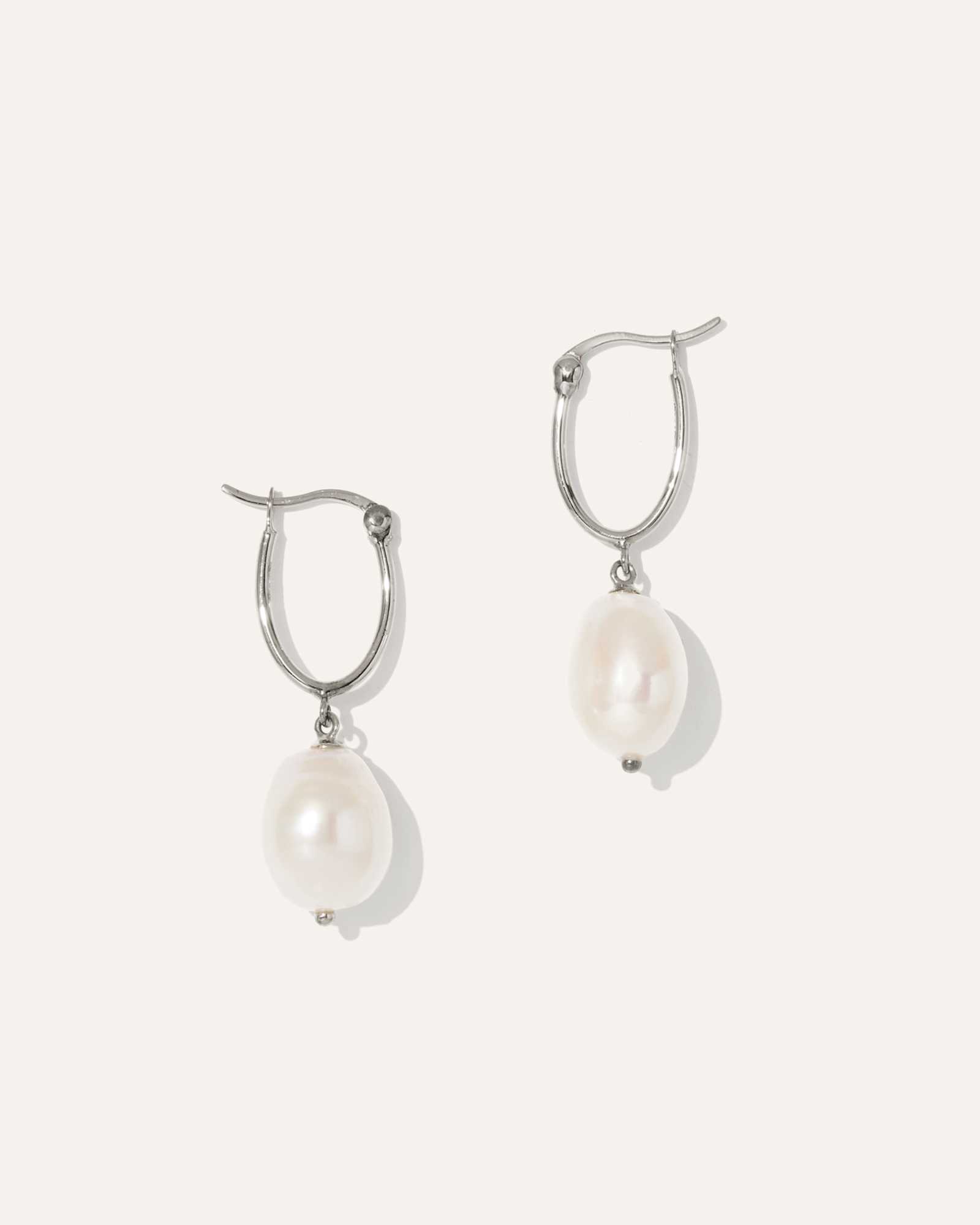Sterling Silver Freshwater Cultured Pearl Hoops