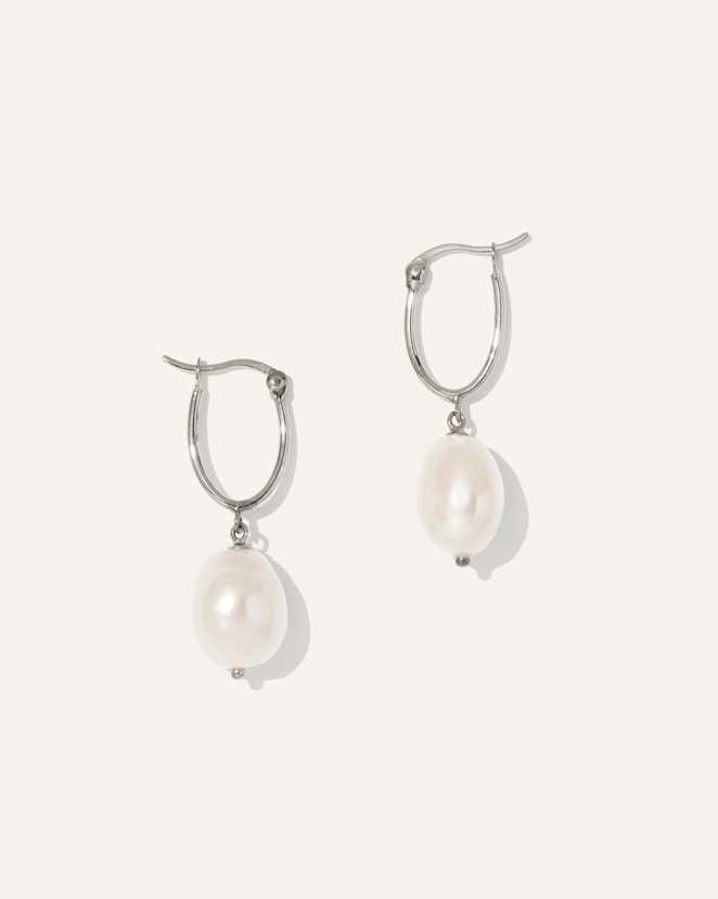 Sterling Silver Freshwater Cultured Pearl Hoops