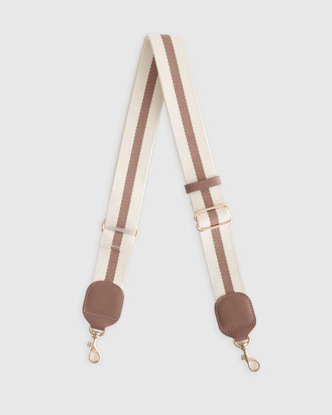 Natural/Dark Taupe Organic Cotton Adjustable Webbing Strap