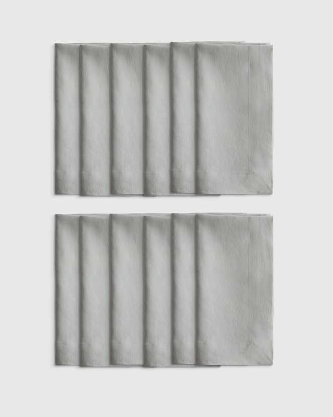 Mist European Linen Wide-Hem Napkins (Set of 12)