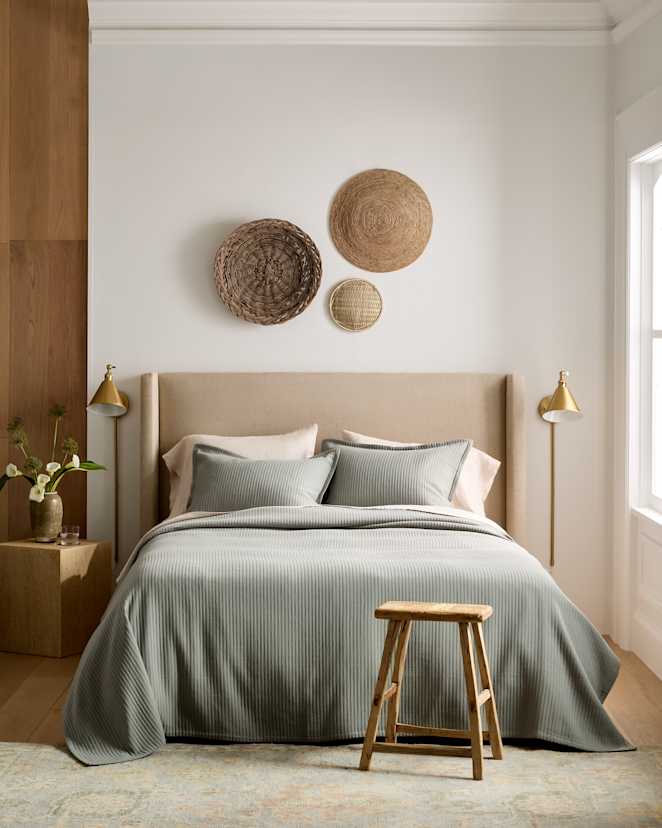 Dried Sage Organic Cotton Matelasse Coverlet Set