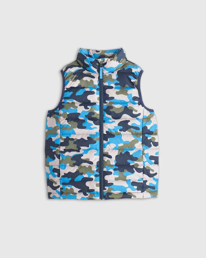 Blue Camo Lightweight Down Puffer Vest