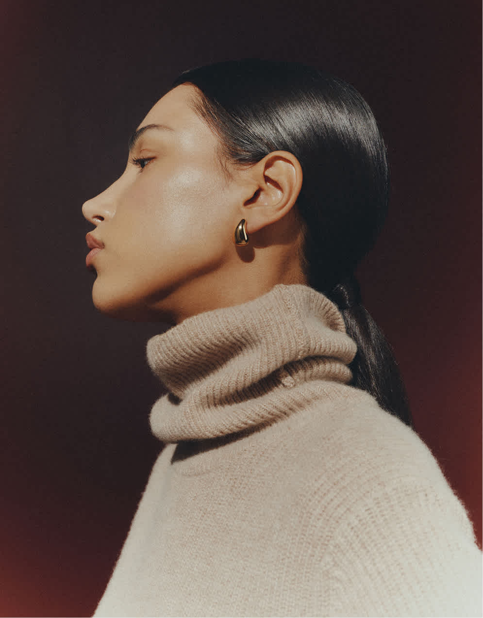 Oatmeal Mongolian Cashmere Fisherman Turtleneck Sweater