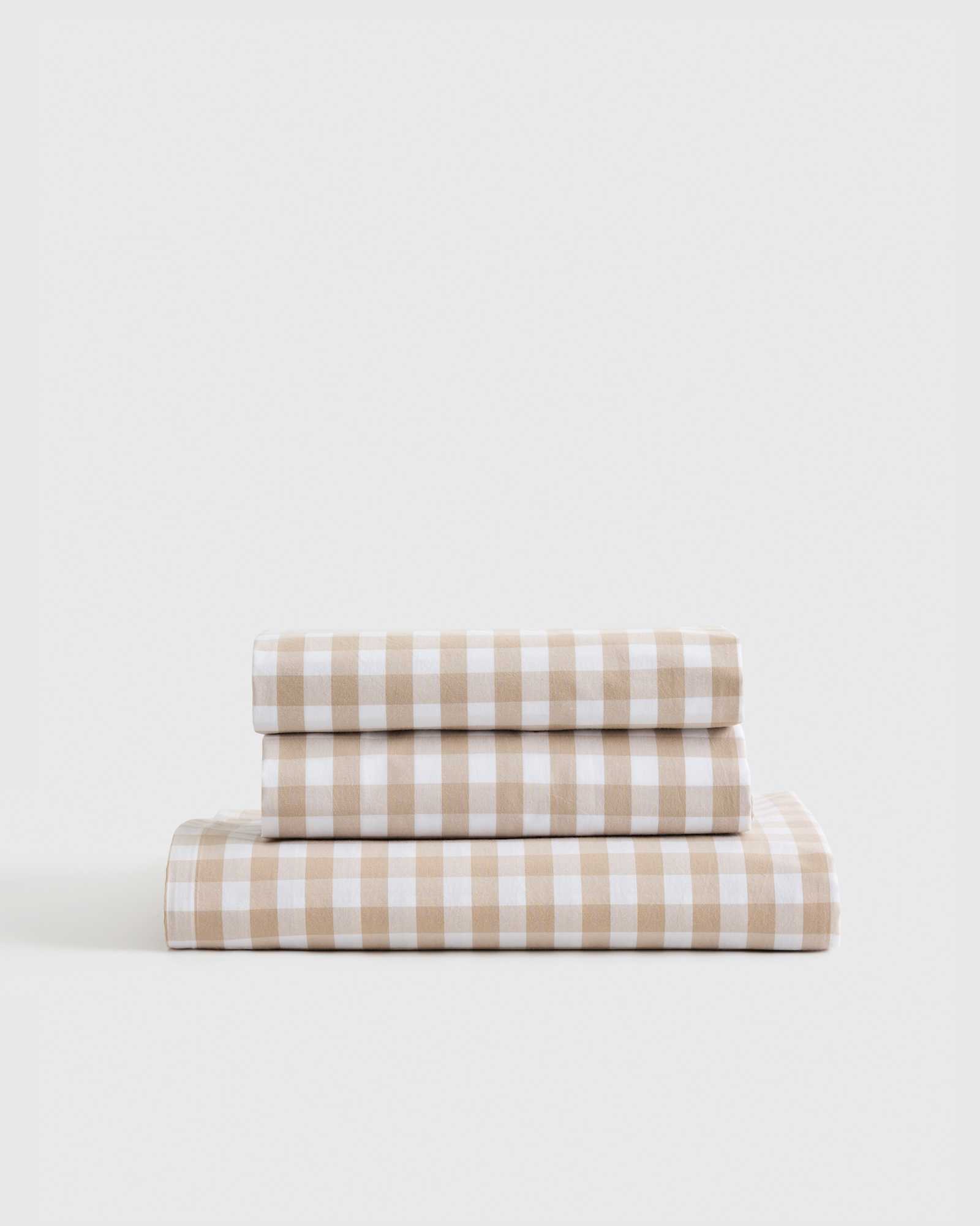 Cafe Organic Crisp Percale Gingham Fitted Sheet Set