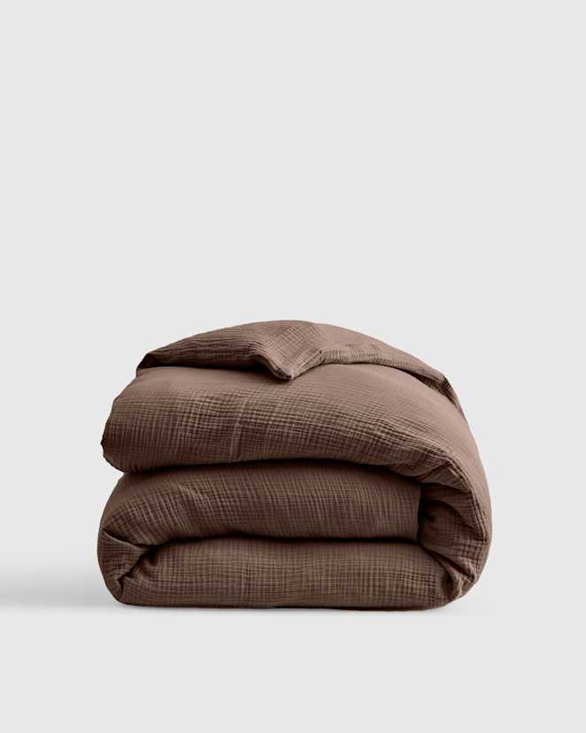 Chocolate Organic Airy Gauze Duvet Cover