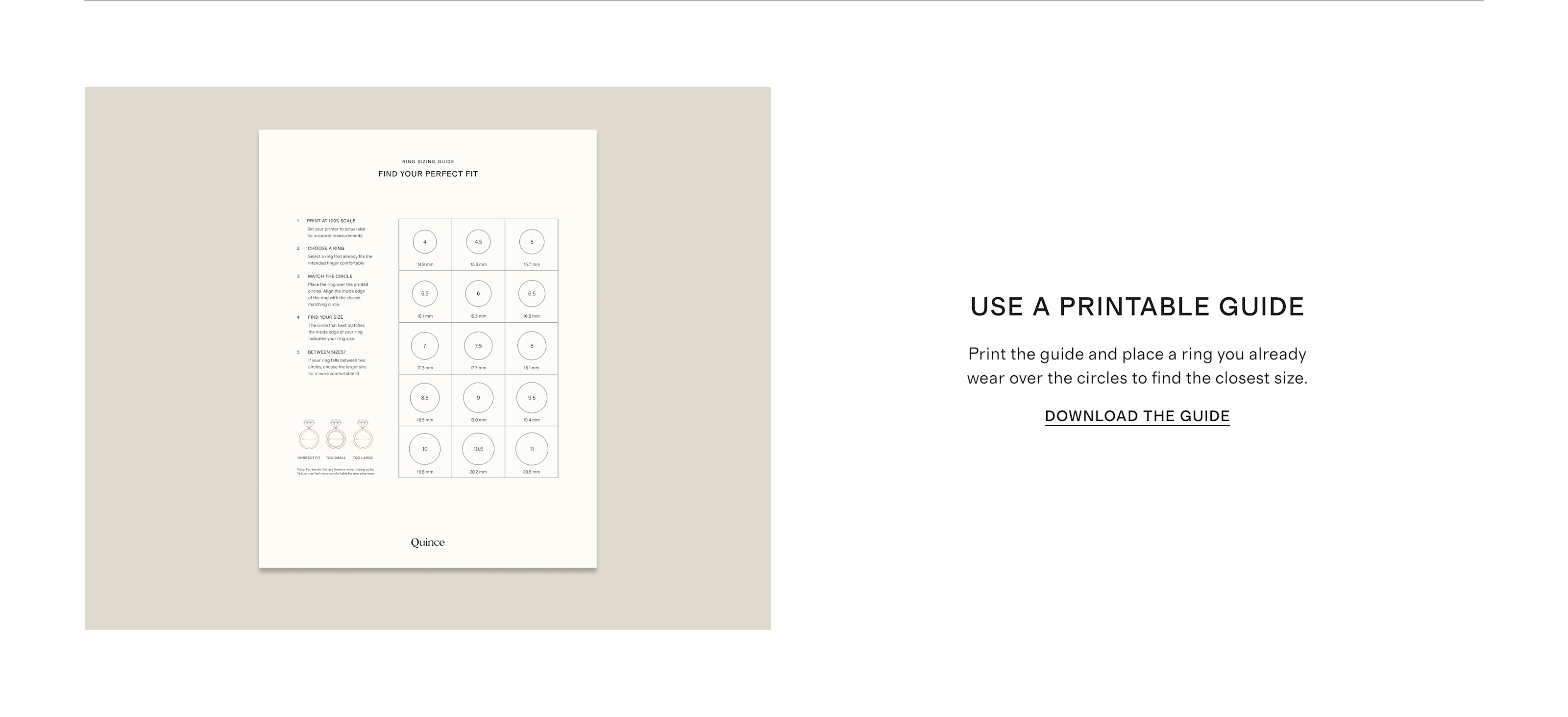 Printable Size Guide