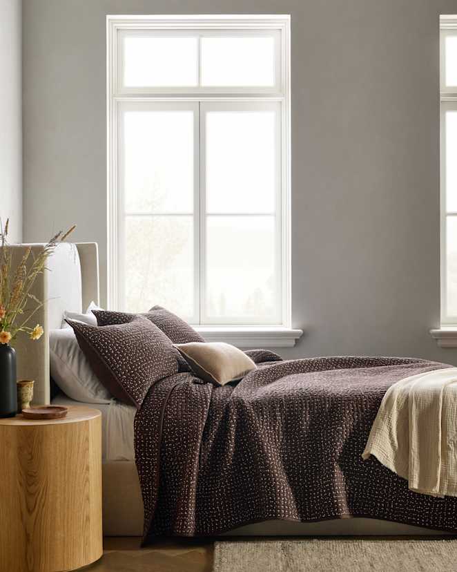 Espresso Organic Cotton Hand Stitched Quilt