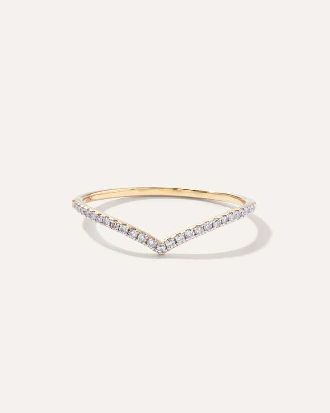 Yellow Gold 14K Gold Pave Diamond Wishbone Ring