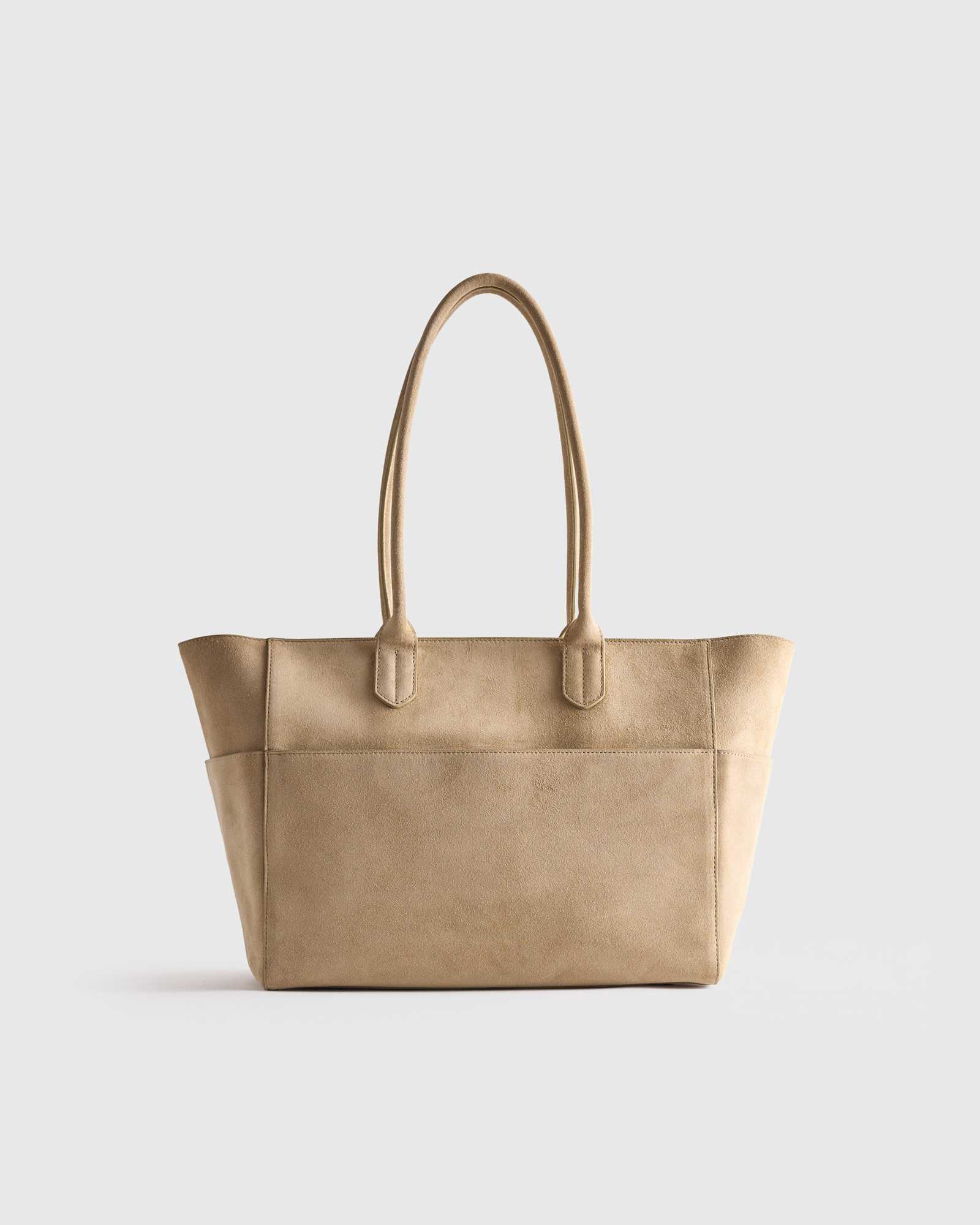 sand Italian Suede Shopper Tote
