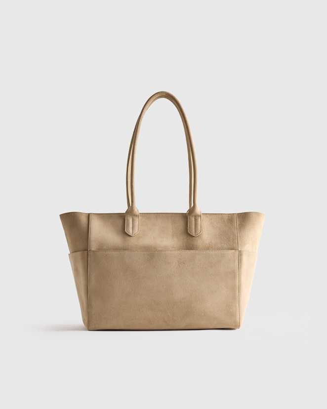 Sand Italian Suede Shopper Tote