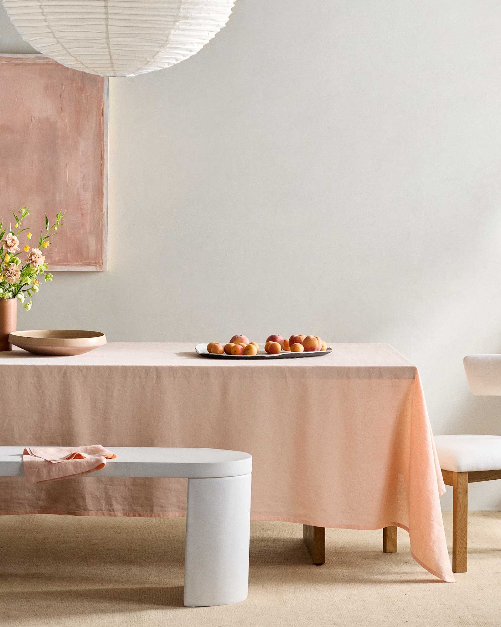 Peach European Linen Tablecloth