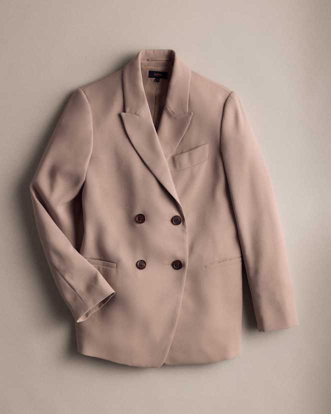 Morel Stretch Crepe Relaxed Double-Breasted Blazer