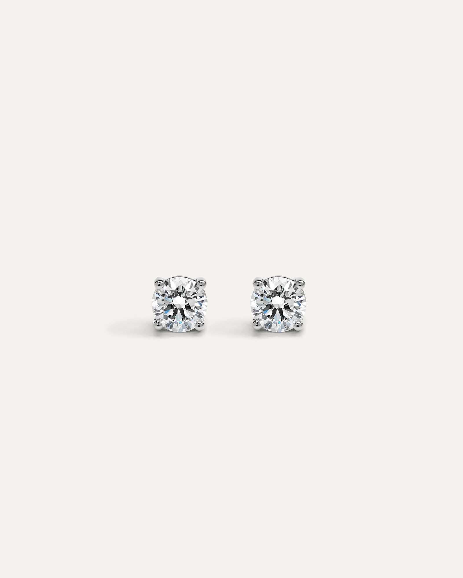 white-gold 14K Gold Lab Grown Diamond Four-Prong Solitaire Studs - 1ctw
